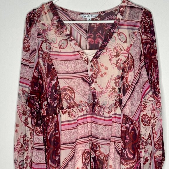 Ophelia Roe Floral Boho Dress Women's M Pink fairy grunge babydoll 70s flowy - Picture 16 of 16